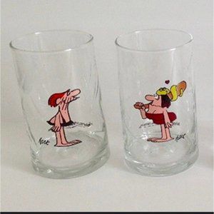 2 Arby's B.C. Ice Age 1981 Collector Series Glass